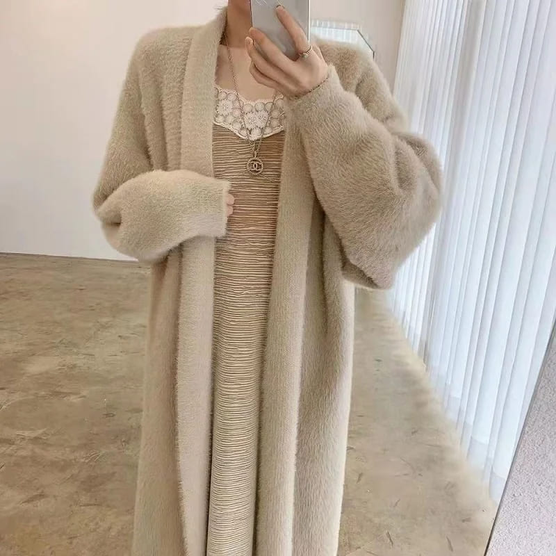 Cárdigan Largo Blanco Mujer: Suéter De Invierno Cálido Y Elegante 2025 - Aliexpress